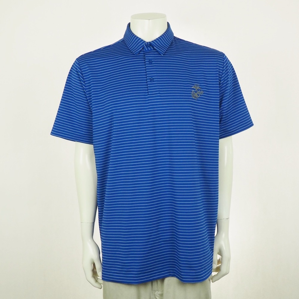 New Under Armour US Marine Corps Golf Polo Shirt Mens Sz XL Blue USMC Marines